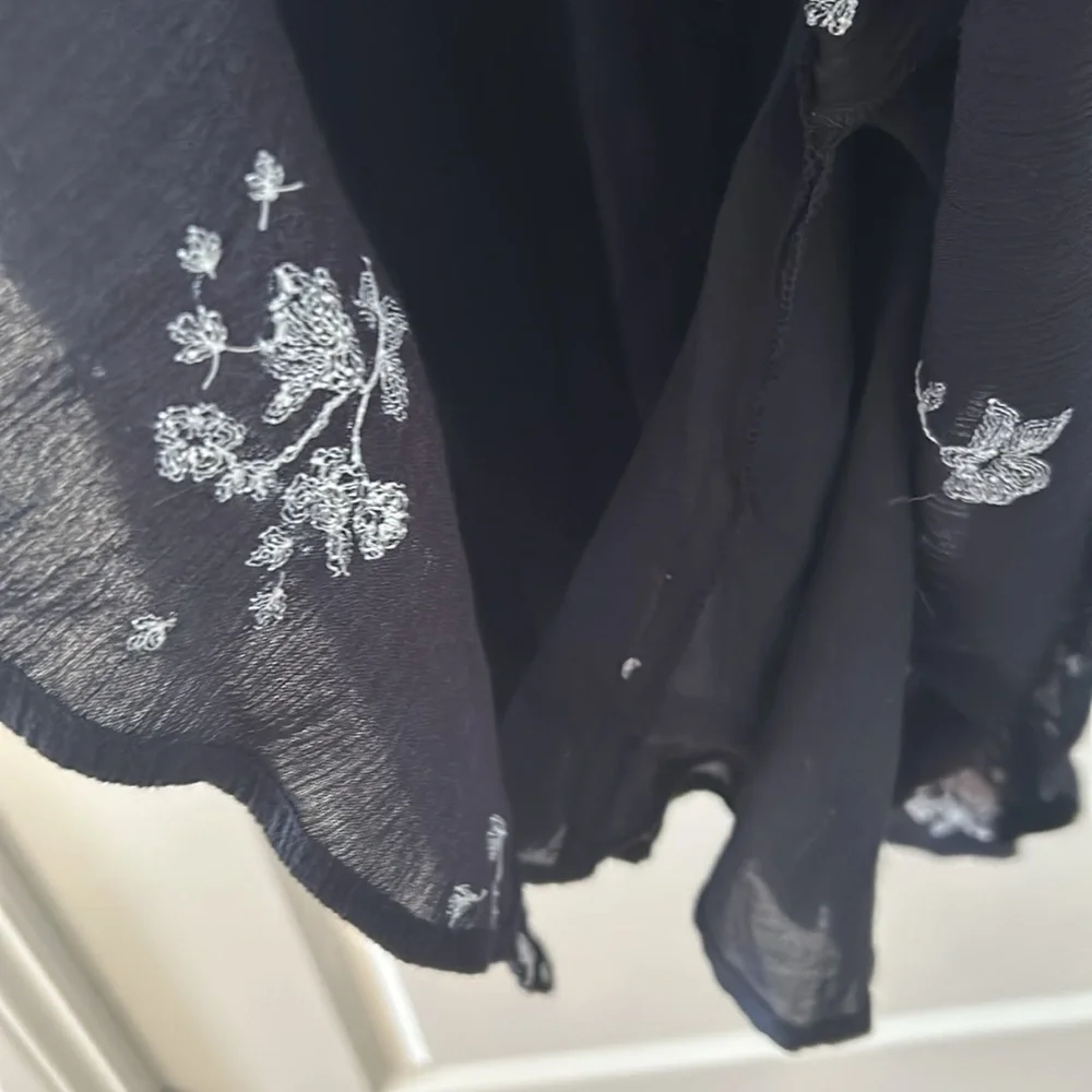 Free people embroidered black floral dress 4 boho cotton blend
